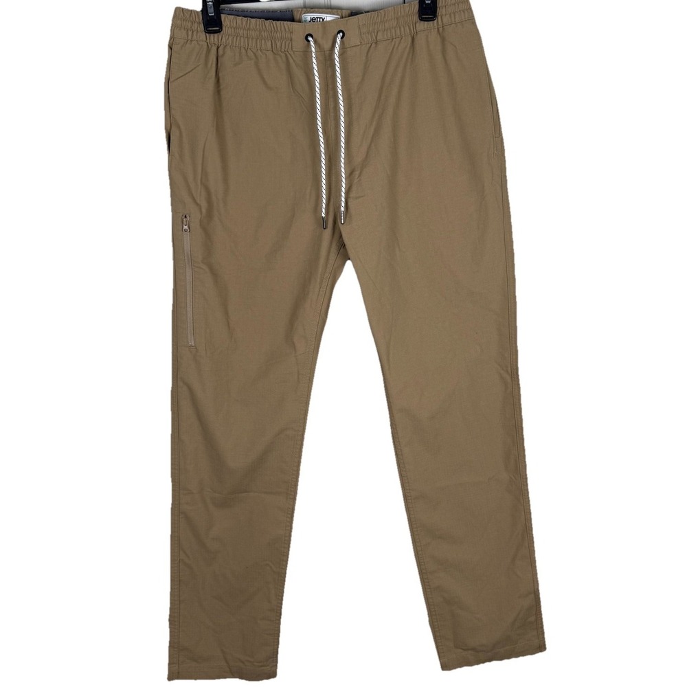 Jetty Pants Leeward Ripstop Drawstring Casual Beach Mens XL Khaki Cotton Stretch